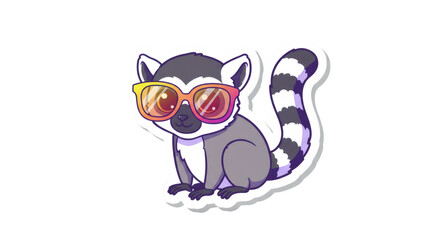 Fototapeta premium Playful Cartoon Lemur Wearing Colorful Sunglasses