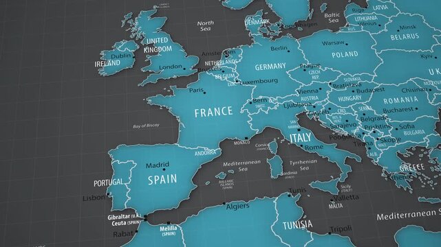 France on the world map. 4K animation. - Powered by Adobe