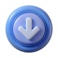 3D Download Icon on transparent background