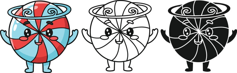Obraz premium Cute planet cartoon vector illustration drawing line art coloring page outline design character graphic kid 100