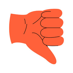 Gesture and hand showing non verbal element of communication. Vector isolated open palm and rebellion symbol with doodles. Thumb up, rock and roll and okay, peace and first up