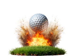 golf ball on grass explosion png image on transparent background