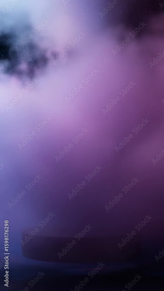 Poster empty product display stand with cosmic dust and nebula. deep space, universe concept background foo