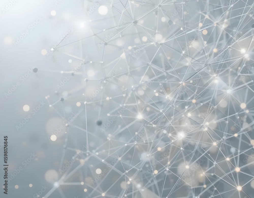 Poster abstract network with glowing nodes and connections conveys technology and innovation