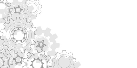 Engineering design of gears.Technical drawing background .Rotating mechanism of round parts . Vector illustration.