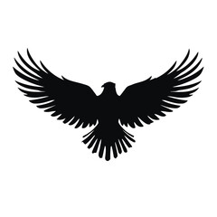 Naklejka premium A striking silhouette of an eagle in flight, its powerful wings spread wide, a true symbol of wildlife and freedom
