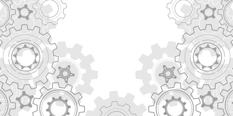 Rotating gears.Engineering technical drawing on a white background.