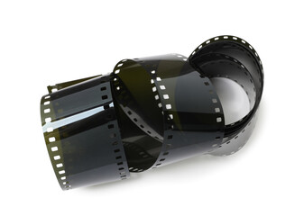 Strip of photographic film isolated on white, above view