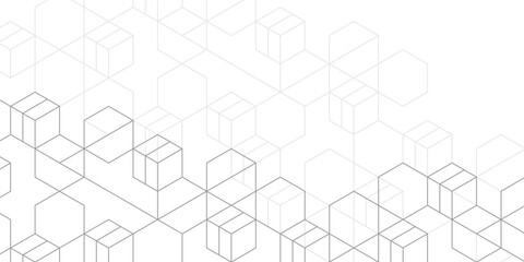 White background with lines. Abstract background of hexagons. Technological background. Vector illustration.