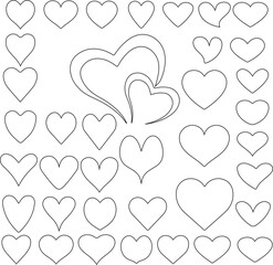 set of vector hearts, set of hearts, set of red hearts, heart, love, valentine, hearts, shape