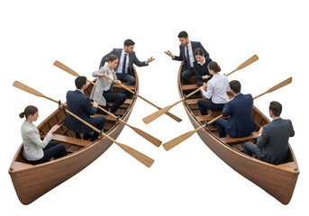 Isolated Photo Business Team Rowing Boats In Competition