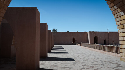 Exploring the historic architecture in Samarra Iraq under a clear blue sky
