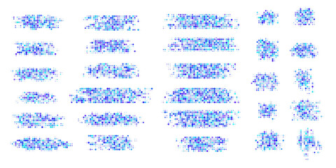 A set of stripes made of dots. Pixel banner. Set of paint streaks . Grunge Abstract. Vector illustration.