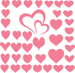 set of vector hearts, set of hearts, set of red hearts, heart, love, valentine, hearts, shape