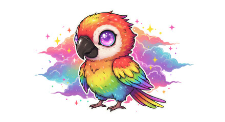 Fototapeta premium Rainbow Pixel Art Parrot on a Colorful Background