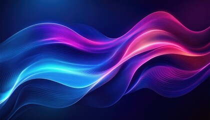 Obraz premium Abstract Blue and Purple Wavy Lines on Dark Backdrop with Luminous and Dynamic Feel