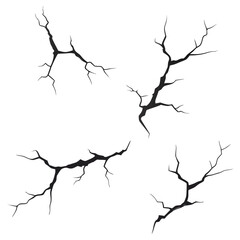 Four Black Cracked Lines Isolated on White Background vector 2