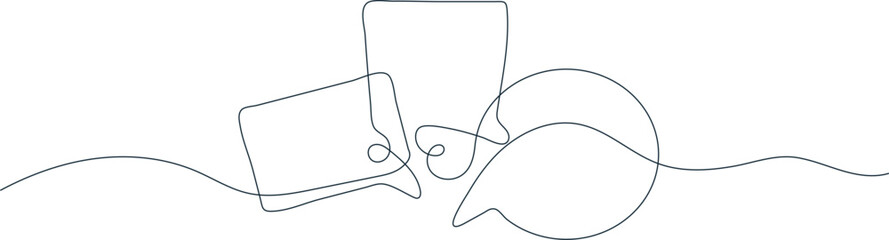 Elegant one line speech bubble vector icon. Minimalistic and modern design for communication, chat apps, and online conversation interfaces.