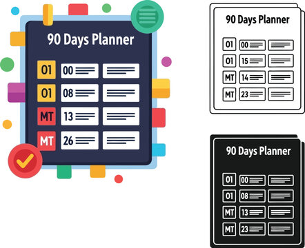 Ninety days planner template schedule organizer daily tasks management tool for productivity and goals