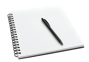 Isolated Photo of Blank Spiral Notebook and Pen