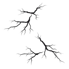 Two Black Cracked Lines With Transparent Background On White vector