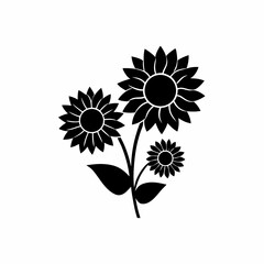 Fototapeta premium creative Sunflowers Icon vector silhouette illustration isolated on white background