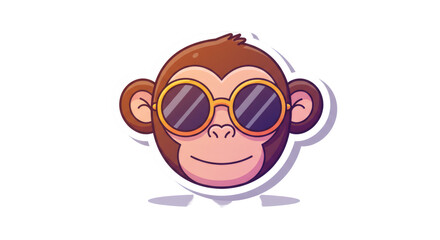 Obraz premium Smiling Cartoon Monkey Wearing Sunglasses