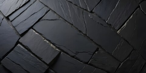 Dark Grey Slate Roofing Tiles Texture Background Close Up Detail