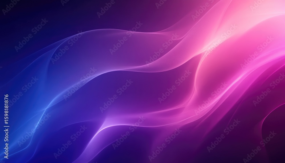 Poster abstract gradient mesh waves glowing lines on purple and pink color combination