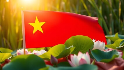 Crisp white chocolate fondue pot with swirling red berry sauce and Swiss cross confetti.