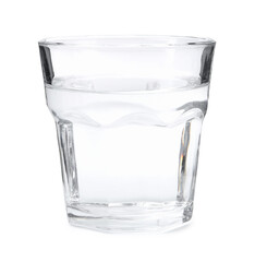Glass with dirty water isolated on white