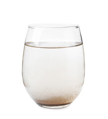 Glass with dirty water isolated on white