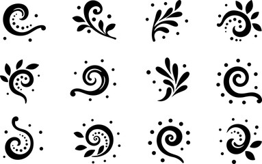 Stylized Nature and Tribal Tattoo Elements Collection" vector bundle
