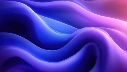 Obraz premium Abstract Smooth Wavy Shapes, Curvy Lines, Vibrant Gradients, Flowing Purple Blue Color