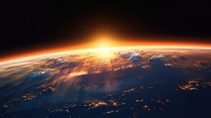 Stunning Sunrise Over Earth from Space with Glowing Horizon

