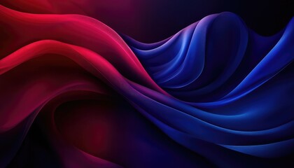 Obraz premium Abstract Wavy Flowing Lines in Red and Blue with Dark Gradient Background