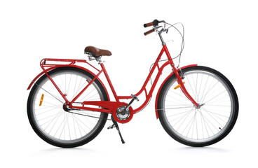 One beautiful red bicycle isolated on white
