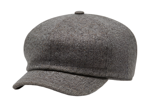 Isolated Photo Gray Textured Cap on Black Background