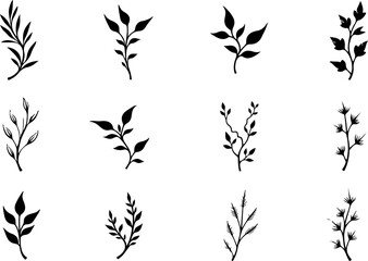 Stylized Nature and Tribal Tattoo Elements Collection" vector bundle