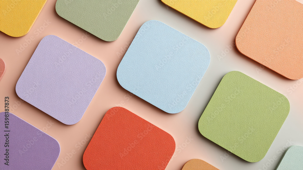 Poster colorful textured square shapes with rounded corners soft
