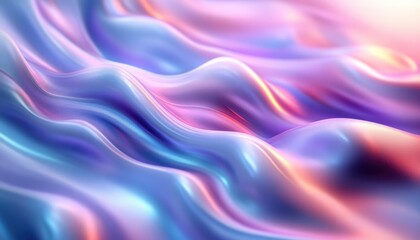 Obraz premium Abstract Wavy Surface with Iridescent Light, Colorful Liquid Texture, Silk Waves