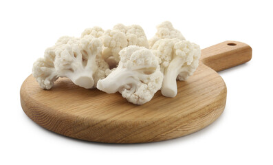 Fresh raw cauliflower florets isolated on white