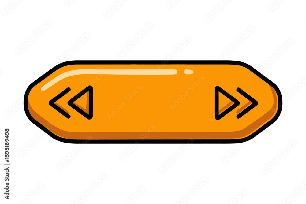 Fototapete stylized orange button with rewind and fast forward icons for user interface