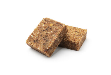 Two aromatic bouillon cubes isolated on white