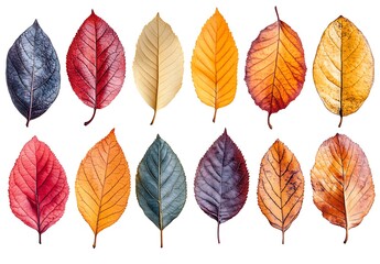 Obraz premium Collection of Autumn Leaves in Various Colors and Textures fall leaves leaf collection