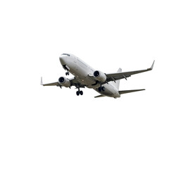 Isolated Photo White Passenger Airplane Flying