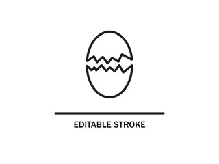 Cracked eggshell icon with editable stroke for graphic design and web development solutions
