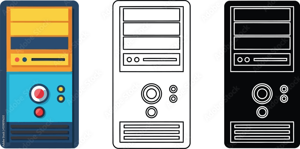 Fototapete Find desktop computer tower illustration pc case vector image for graphic design and digital artwork needs