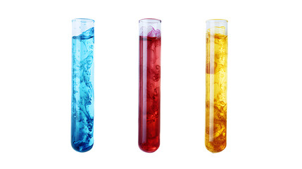 Test tubes with colorful liquid isolated on a transparent  background