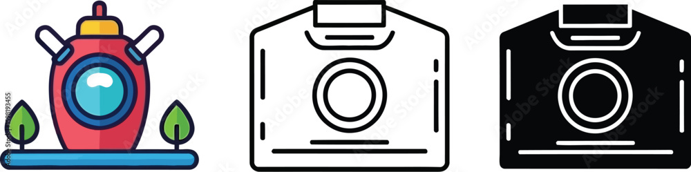 Poster vector graphics set featuring a submarine and box with various styles for graphic design needs